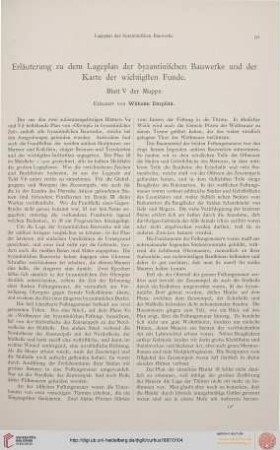 Erläuterungen zu dem Lageplan der byzantinischen Bauwerke und der Karte der wichtigsten Funde (W. Dörpfeld)