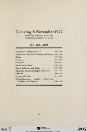 Dienstag, vormittags ab 10 Uhr und nachmittags ab 3 Uhr (Nr. 466-940)