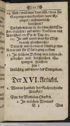Der XVI. Artickel