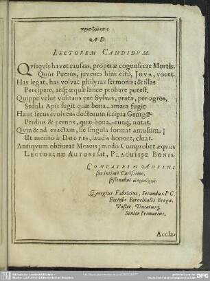 Ad Lectorem Candidum