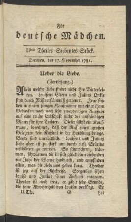 IIten Theiles Siebentes Stück