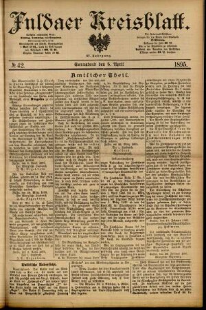 Erste Ausgabe vom Samstag, den 06. April 1895.