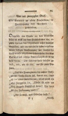Vier und zwanzigster Brief. Sir Ambros an eben Densleben, in Fortsetzung des Vorhergehenden.