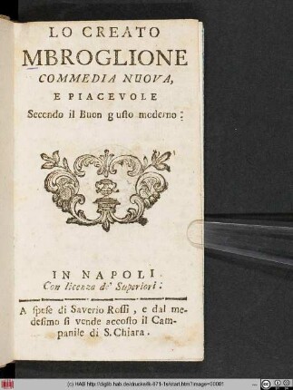 Lo Creato Mbroglione : Commedia Nuova E Piacevole Secondo il Buon gusto moderno