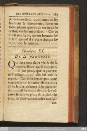 Chapitre XX. De la pauvreté.