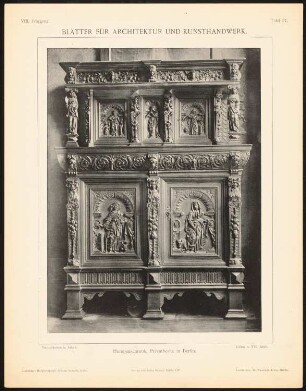 Humpenschrank, Berlin: Ansicht (aus: Blätter für Architektur und Kunsthandwerk, 8. Jg., 1895, Tafel 97)