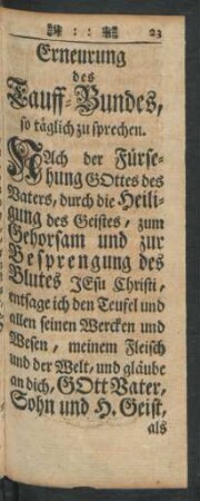 Erneurung des Tauff-Bundes, so täglich zu sprechen