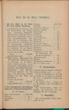 Taxe für die Kieler Droschken.