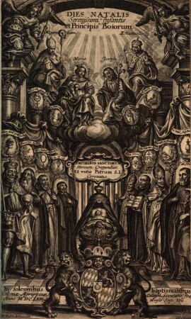 Dies Natalis Serenissimi Infantis et Principis Boiorum, Maximiliani Em[m]anuelis Favoribus Sanctorum, Heroum Crepundiis, Et votis Patrum S.J. Coronatus, In solennibus baptismalibus, Coloniae Agrippinae, Collegii Societatis Jesu, Anno M.DC.LXII, Mensis Sept. Die