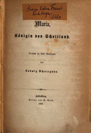 Maria, Königin von Schottland : Drama in 5 Aufzügen