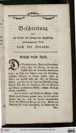 Absicht dieser Reise