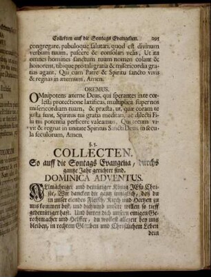 §.5. Collecten. So auff die Sonntags Evangelia, durchs gantze Jahr gerichtet sind.