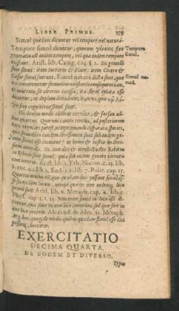 Exercitatio Decima Quarta. De Eodem Et Diverso.
