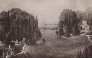 Schloßgarten mit Schloß. Zeichnung von Ingeneur und Architekt Kurten 1810