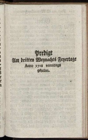 Predigt Am dritten Weynachts Feyertage Anno 1728 vormittags gehalten.