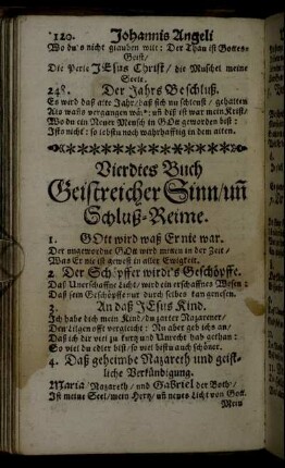 Vierdtes Buch Geistreicher Sinn/uñ Schluß-Reime.