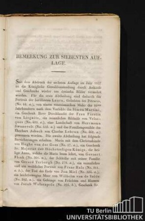 Bemerkung zur siebenten Auflage.