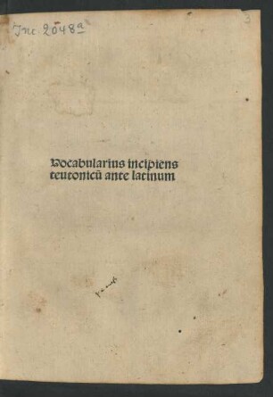 Vocabularius incipiens teutonicum ante latinum