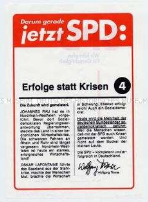 Propagandablatt der SPD zur Brandenburger Landtagswahl 1990 zu Wirtschaftsfragen