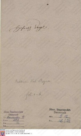 Vogel, Julius Friedrich Anton, Hofrat, Hofbibliothekar in Darmstadt