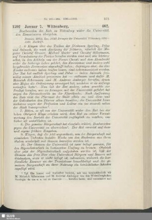 462. 1592, Januar 7. Wittenberg