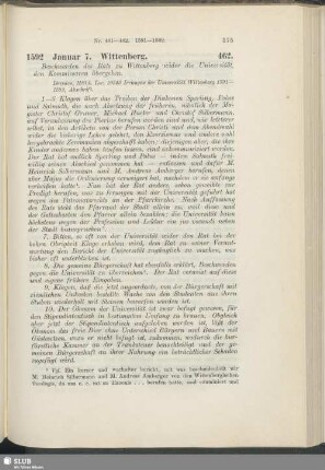 462. 1592, Januar 7. Wittenberg