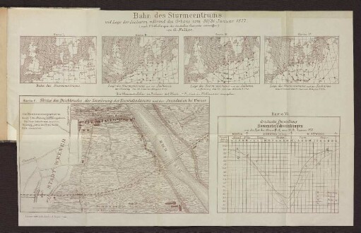 Bahn des Sturmcentrums und Lage der Isobaren während des Orkans vom 30./31. Januar 1877
