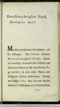 Durchlauchtigster Fürst, Gnädigster Herr! ...