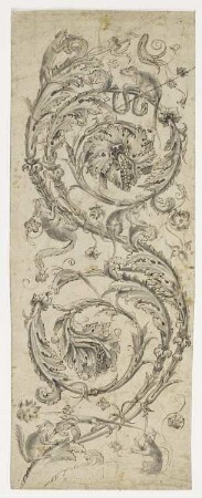 Ornament mit Akanthusranke, Eichhörnchen, Eidechsen, Mäusen und Schlange