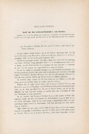 Bijlage XXXIII. Brief van den Luitenant-Generaal J. van Swieten, ...