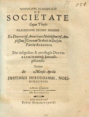 Disputatio Inauguralis De Societate