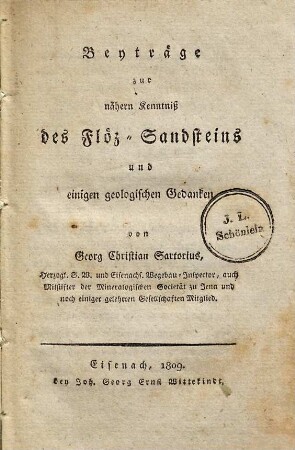 Beyträge zur nähern Kenntniß des Flöz-Sandsteins und einigen geologischen Gedanken