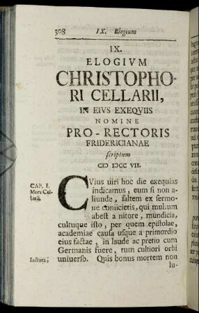 IX. Elogium Christophori Cellarii, ...