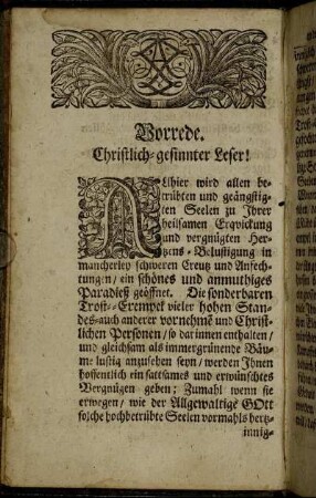 Vorrede. Christlich-gesinnter Leser!