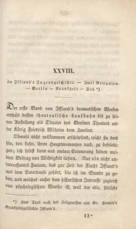 XXVIII. Zu Iffland's Jugendgeschichte ...
