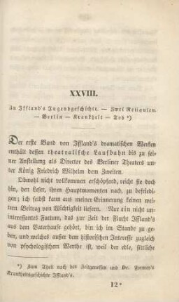 XXVIII. Zu Iffland's Jugendgeschichte ...