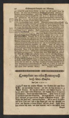 Evangelium/ am ersten Sonntag nach der H. Drey-Einigkeit. ...
