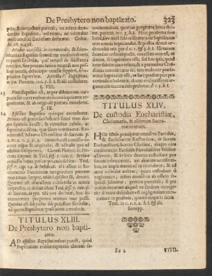 Titulus XLIII. De Presbytero non baptizato
