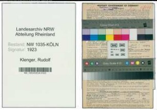 Entnazifizierung Rudolf Klenger , geb. 21.07.1892 (Betriebsingenieur)