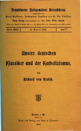 Unsere deutschen Klassiker und der Katholizismus