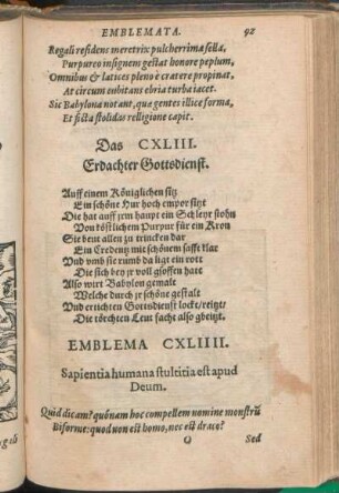 Emblema CXLIIII. Sapientia humana stultitia est apud Deum.