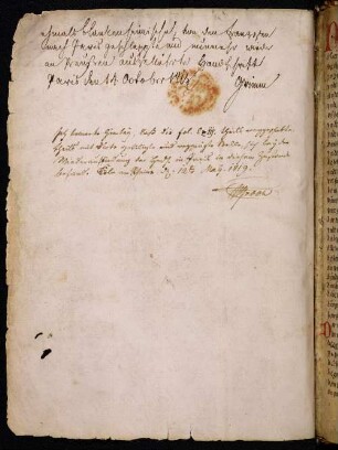 Zur Geschichte der Handschrift, 1815/1819