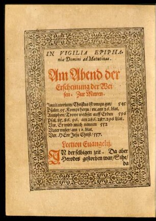 In Vigilia Epiphaniae Domini ad Matutinas.