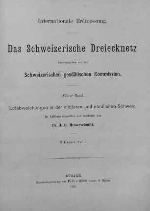 Lotabweichungen in der mittleren und nördlichen Schweiz