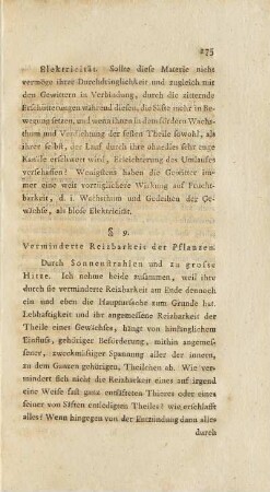 §. 9. Verminderte Reizbarkeit der Pflanzen