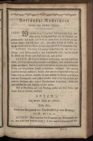 Vorlaeufige Nachrichten wegen des runden Holzes