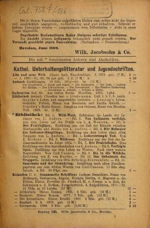 Antiquarischer Katalog. 136. 1896