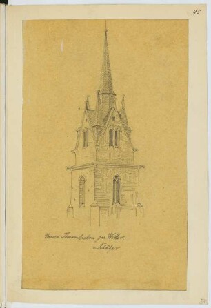 Kirchturm, Wetter: Perspektivische Ansicht (aus: Skizzen- und Fotoalbum 19)