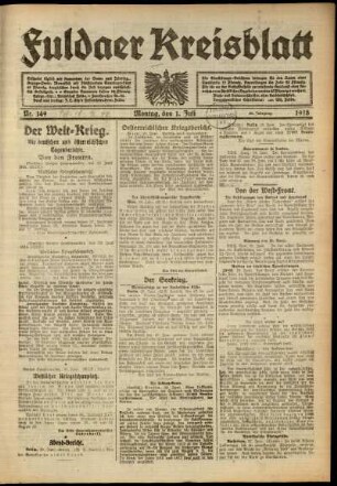Ausgabe vom Montag, den 01. Juli 1918.