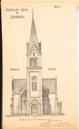 Katholische Kirche, Petersheide: Westliche Ansicht 1:100